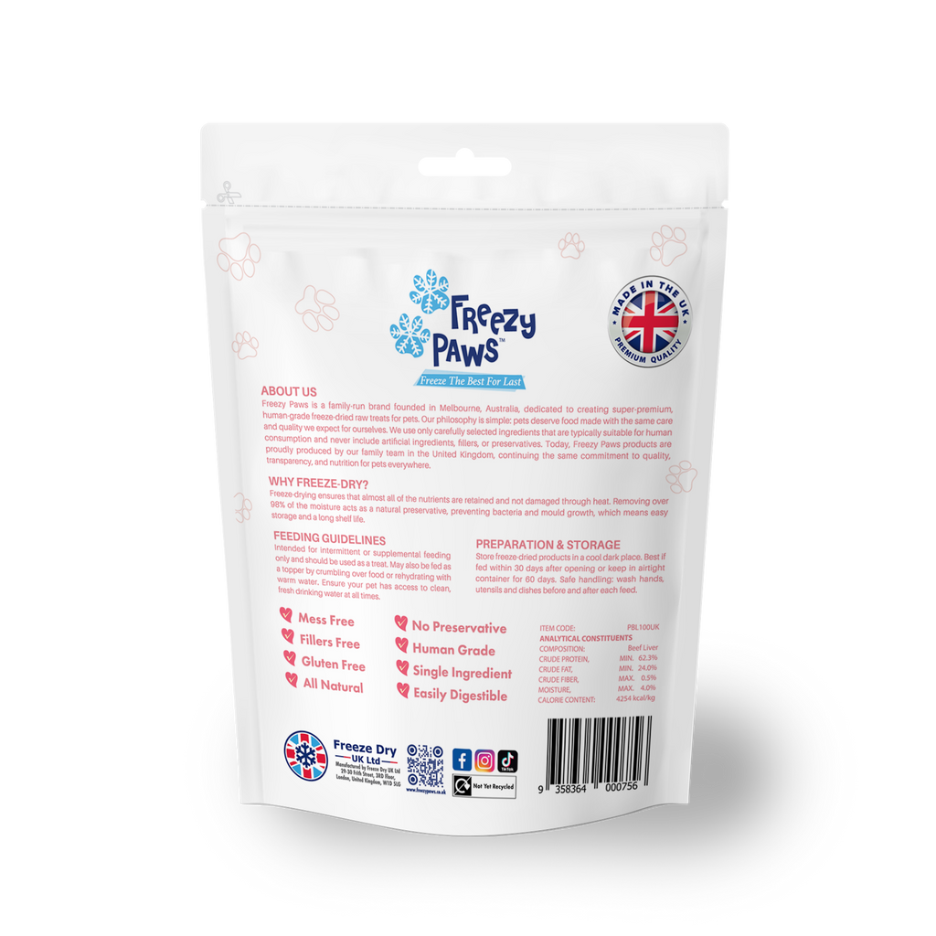 Freeze-Dried Raw Beef Liver Treats (100g)
