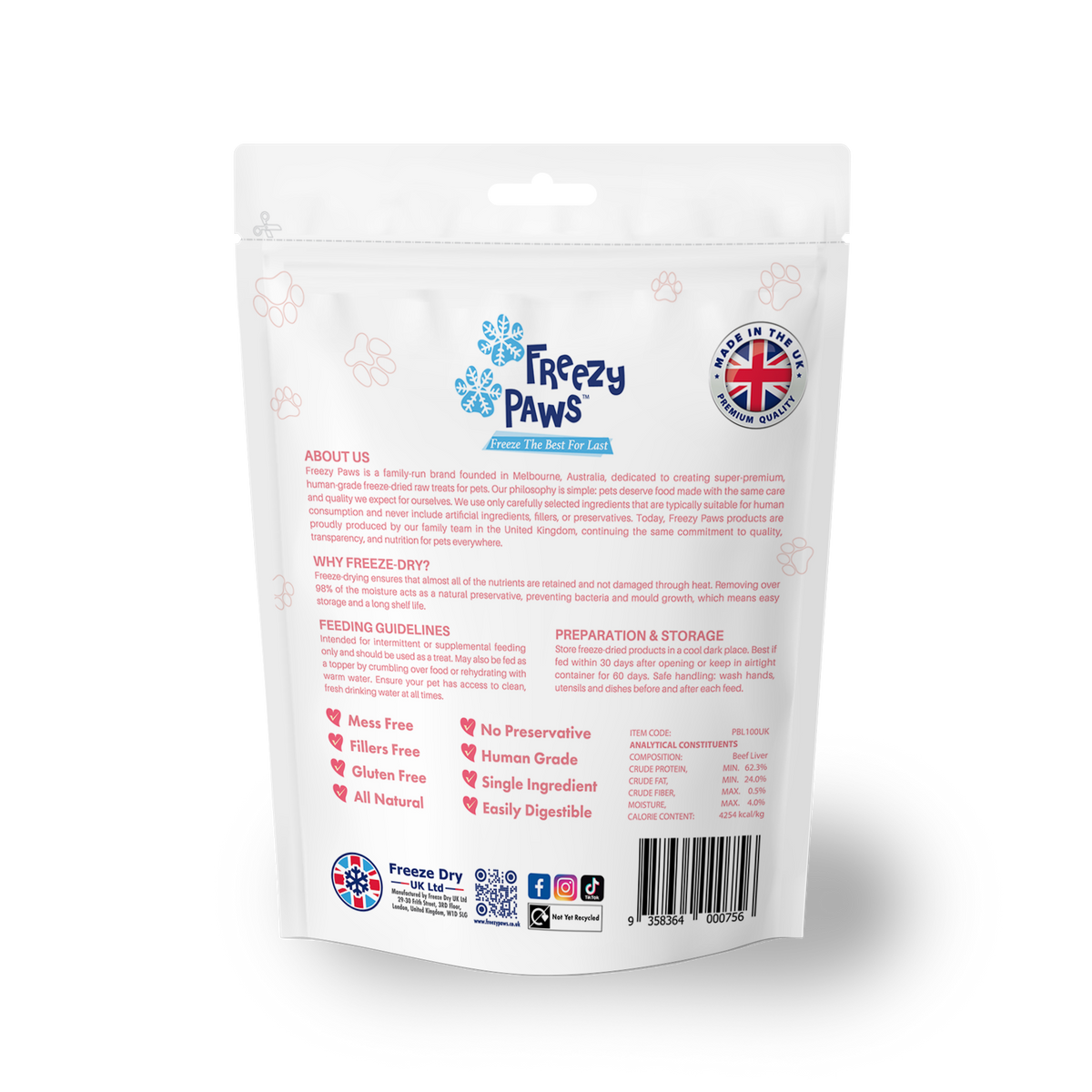 Freeze-Dried Raw Beef Liver Treats (100g)