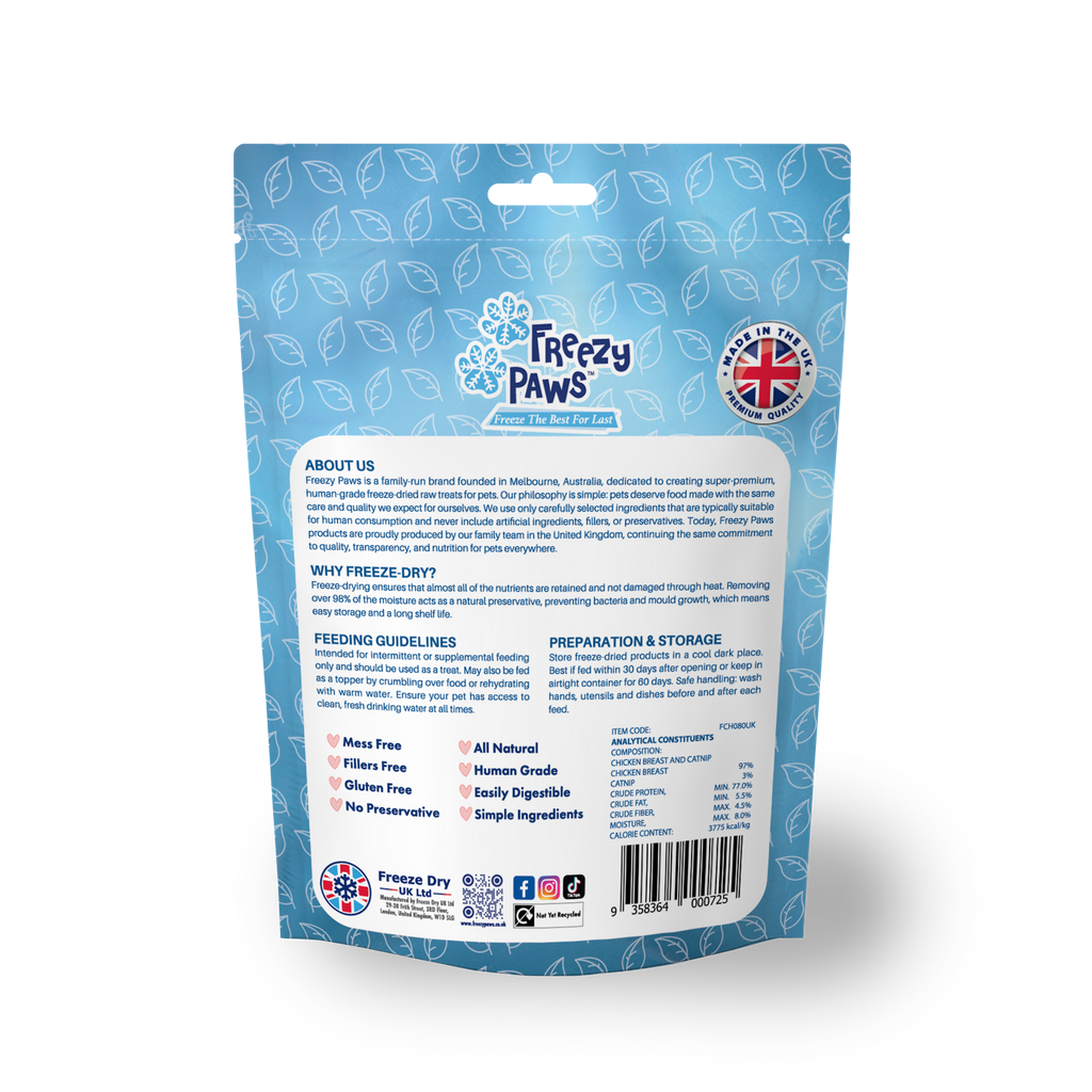 Freeze-Dried Raw Functional Training Treats - Chicken Breast w/Catnip (80g)
