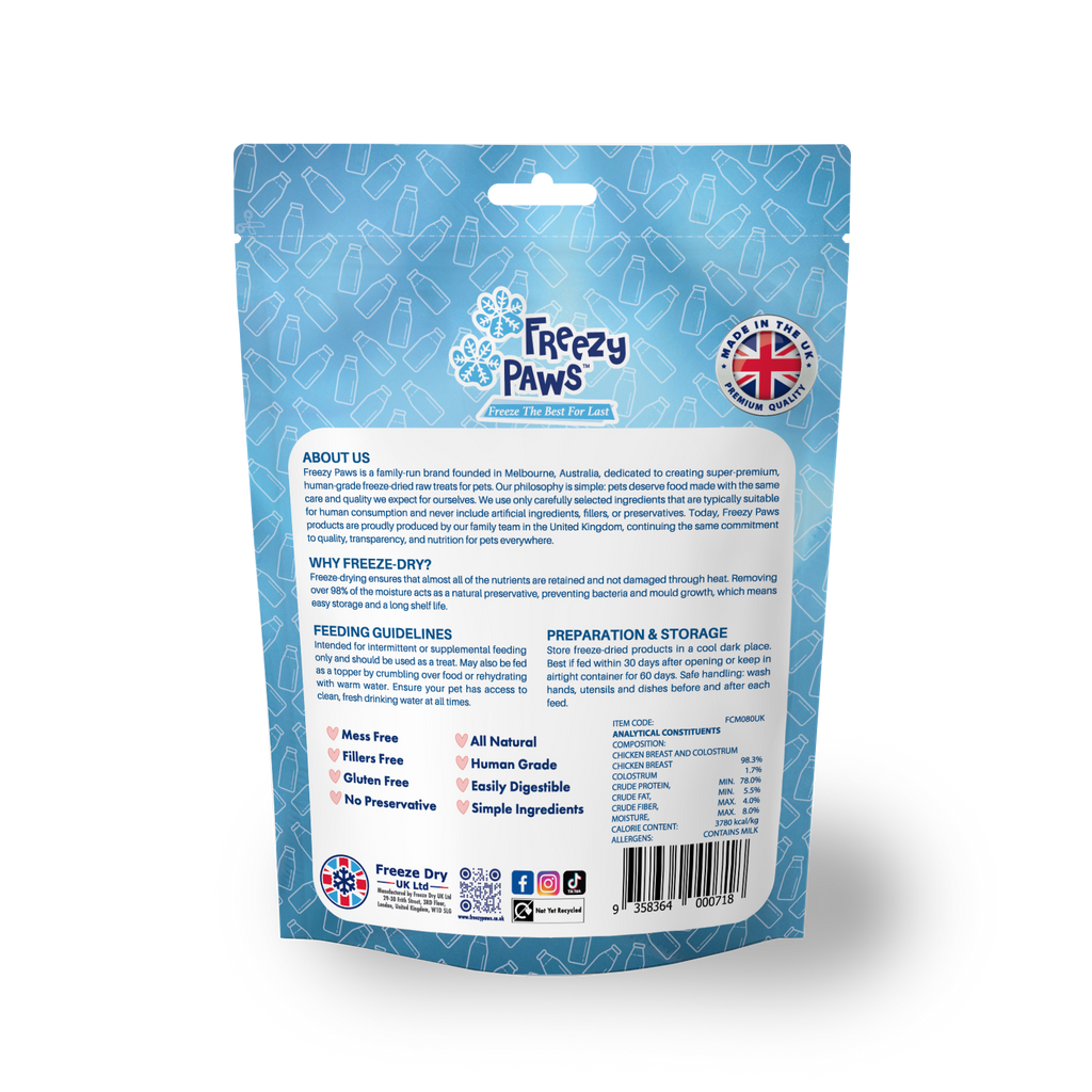 Freeze-Dried Raw Functional Training Treats - Chicken Breast w/Colostrum (80g)