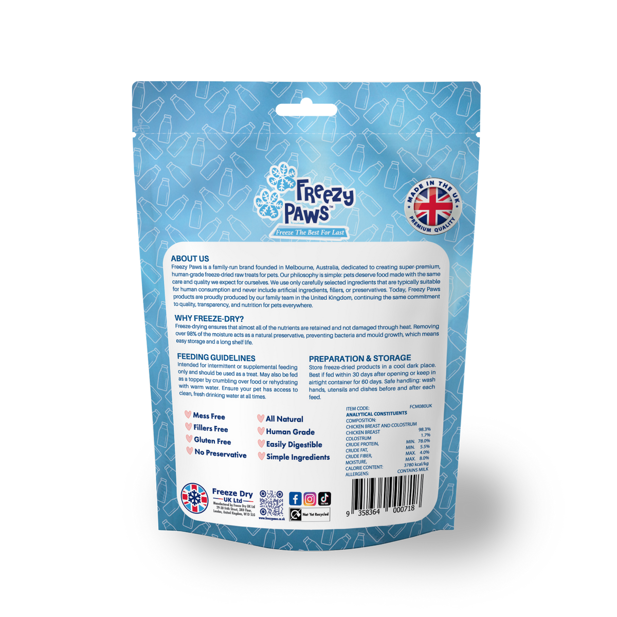 Freeze-Dried Raw Functional Training Treats - Chicken Breast w/Colostrum (80g)