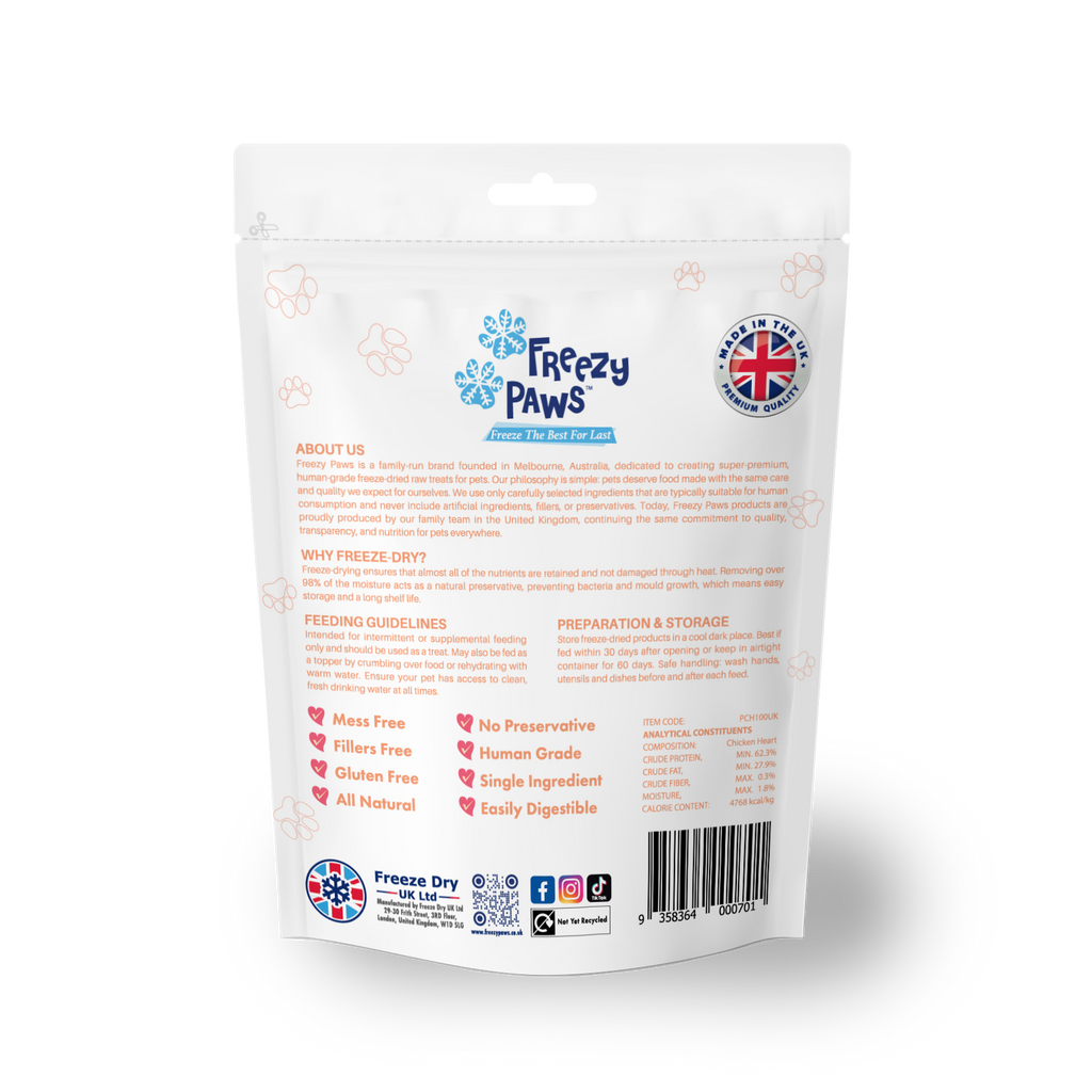 Freeze-Dried Raw Chicken Heart Treats (100g)