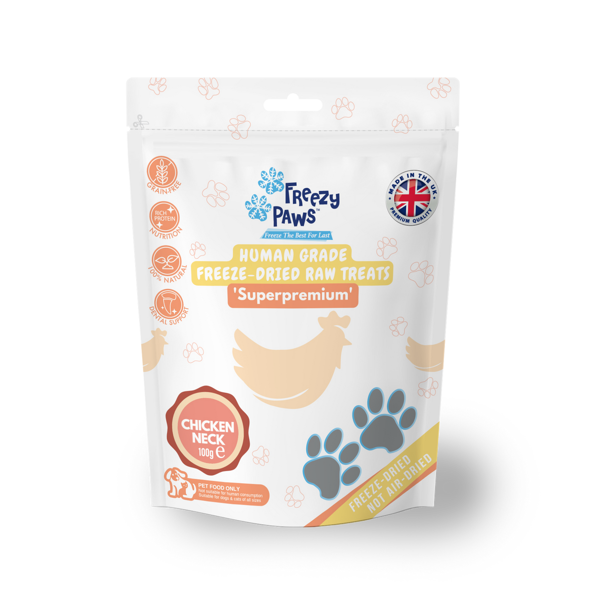 Freeze-Dried Raw Chicken Neck Dental Treats (100g)