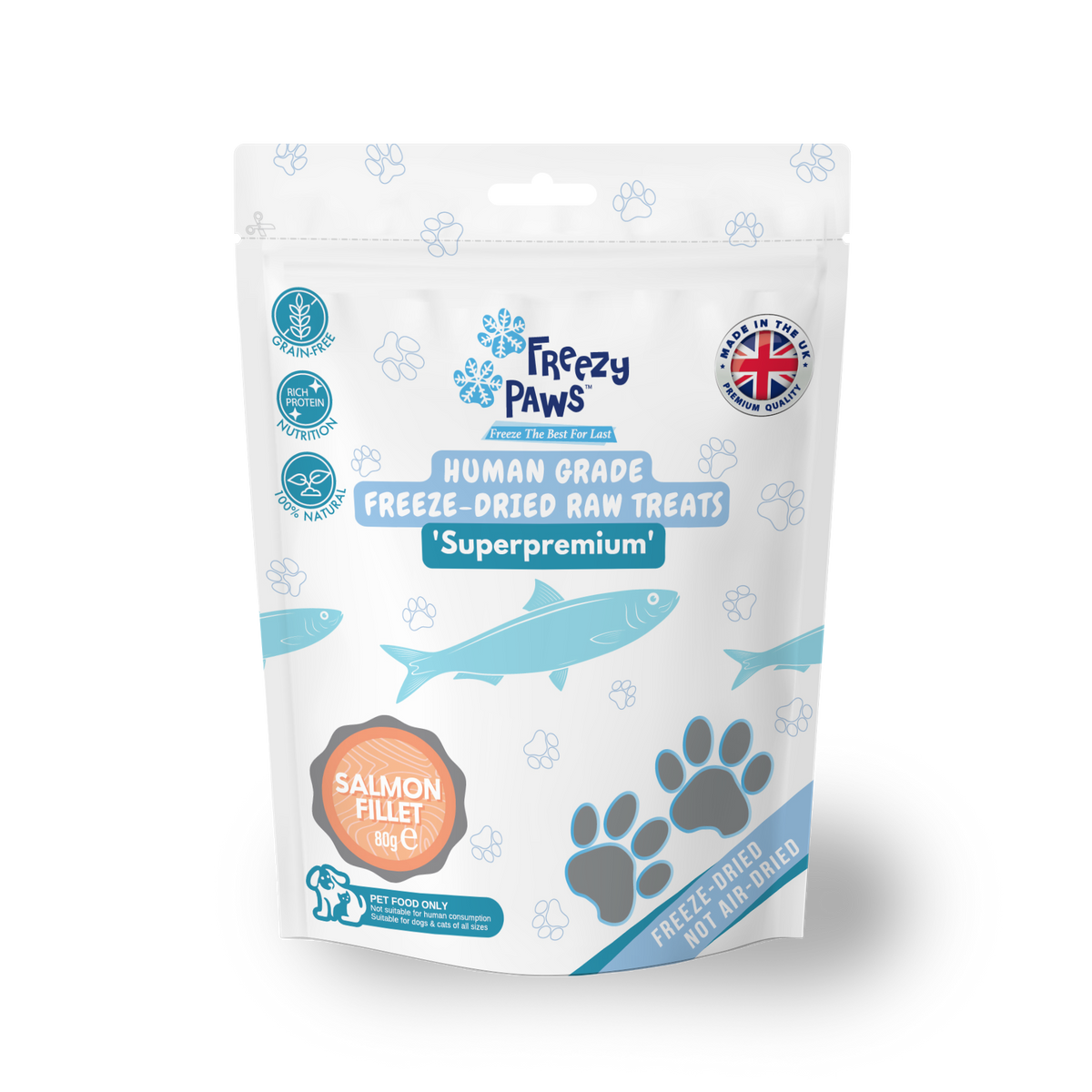 Freeze-Dried Raw Salmon Fillet Treats (80g)