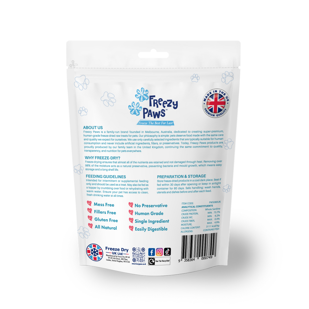 Freeze-Dried Raw Sardine Treats (80g)